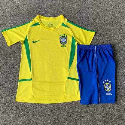 Retro 2002/2003 Brazil home Kids set